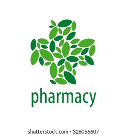 vector logo cross from green leaves