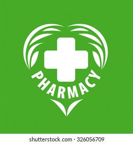 vector logo cross and leaves in the heart