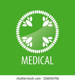 vector logo cross from the leaves on a green background