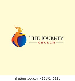 vector logo with cross symbol church journey