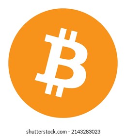Vector logo of cryptocurrency coin Bitcoin on white background
