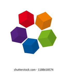 Vector logo of cubes and boxes, concept of shipping