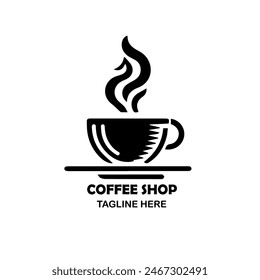 vector logo of a cup of coffee. one-line logo. Perfect for your coffee shop, business. simple design