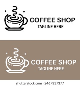 Vektorgrafik-Logo einer Tasse Kaffee. Einzeiliges Logo. Perfekt für Ihr Café, Business. einfaches Design 2