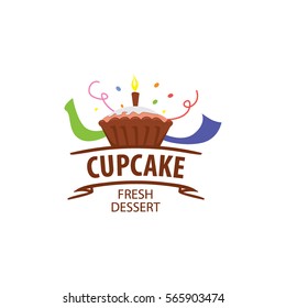 vector logo cupcake, fresh dessert