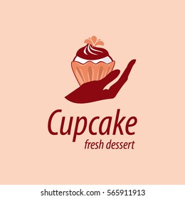 vector logo cupcake, fresh dessert