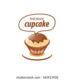 vector logo cupcake, fresh dessert