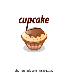 vector logo cupcake, fresh dessert