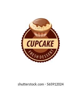 vector logo cupcake, fresh dessert