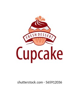 vector logo cupcake, fresh dessert