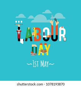 Vector logo in cute stile. International Labor Day. Labor day. The first of May.Greeting card
