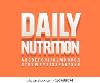 Logotipo vetorial Daily Nutrition. Letras e números alfabéticos elegantes. Fonte 3D elegante.