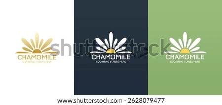 Vector logo of daisy flower. Branding concept idea for herbal medicine, essential oil brand identity, herbal tea wellness, beauty products.