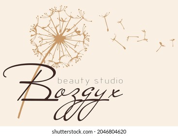 vector logo with dandelion for beauty studio