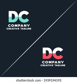 Vector logo of dc and cd initial letter design in red and white style. Can be used as Logo, Brands, Mascot.