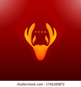 Vector Logo of Deer Color Illustration Gradient with red, orange and yellow color composition. Give a symbol of warmth