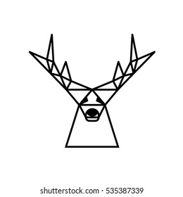 Vector logo deer on white background. Line logo.