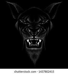 The Vector logo Demon or Devil goat  for tattoo or T-shirt design or outwear.  Cute print style Demon cat or Devil goat  background.