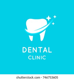 Vector logo for a dental clinic in a minimalist style on a blue background
