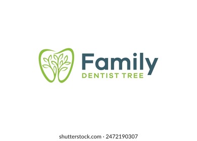 Vector logo of Dental life and Dental Clinic, Leaf, Tree. Green Teeth Logo. Dental Care and Dental Specialist Logo Illustration.