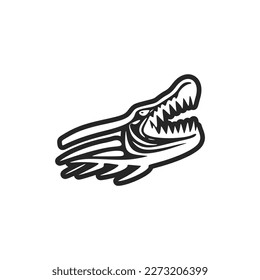 Vector logo depicting a black and white crocodile