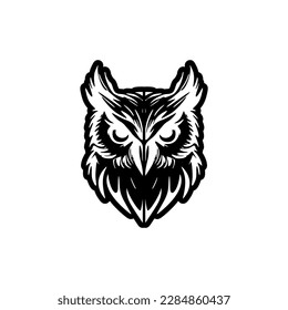 ﻿A vector logo depicting an owl with black and white, plain colors.