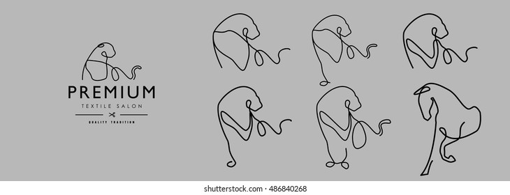 Vector. Logo depicting the silhouette of a lion. Stylized illustration.