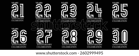 Vector logo design for 20th to 29th anniversary with white color can be used for special moment celebrations, birthdays, greetings