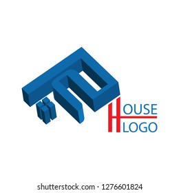Vector logo design 3d style for real estate business. Blue color and editable file in eps.10. Simple and easy to use.
