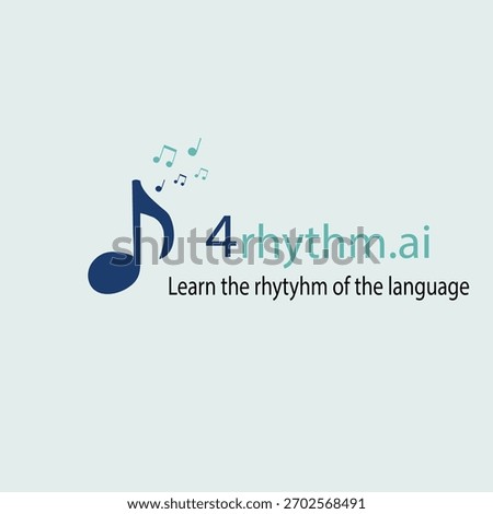 A vector logo design for '4rhythm.ai', an educational platform or application focused on learning the rhythm and cadence of a language. 