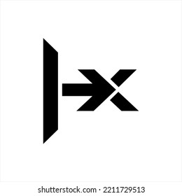 Letra abstracta H y X del diseño del logotipo del vector con flechas.