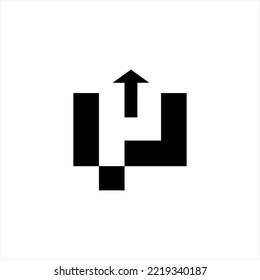 UP vector logo design with abstract letter P and arrows.