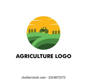 vector logo design for agriculture, agronomy, wheat farm, rural country farming field, natural harvest