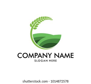 vector logo design for agriculture, agronomy, wheat farm, rural country farming field, natural harvest