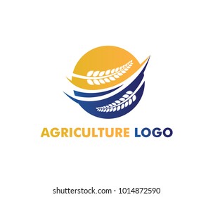 vector logo design for agriculture, agronomy, wheat farm, rural country farming field, natural harvest