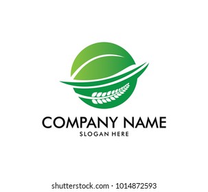 vector logo design for agriculture, agronomy, wheat farm, rural country farming field, natural harvest