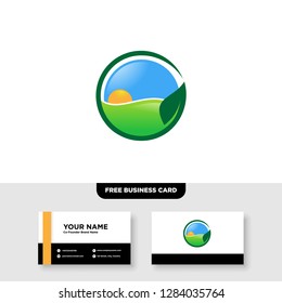 vector logo design for agriculture, agronomy, rural country farming field, natural harvest