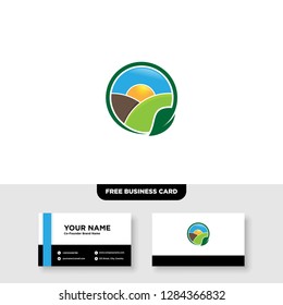 vector logo design for agriculture, agronomy, rural country farming field, natural harvest