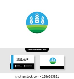 vector logo design for agriculture, agronomy, rural country farming field, natural harvest
