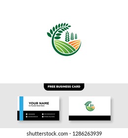 vector logo design for agriculture, agronomy, rural country farming field, natural harvest