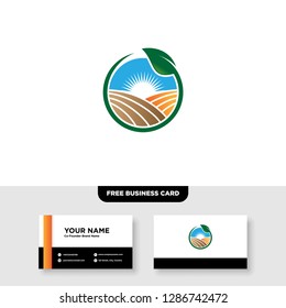 vector logo design for agriculture, agronomy, rural country farming field, natural harvest