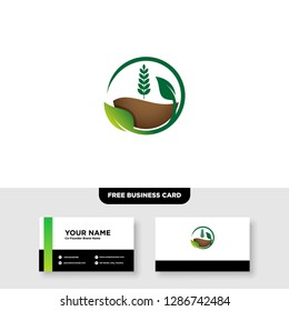 vector logo design for agriculture, agronomy, rural country farming field, natural harvest