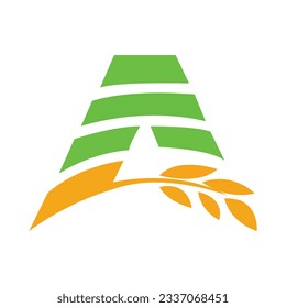 vector logo design for agriculture, agronomy, wheat farm, rural country farming field, natural harvest.Sustainability Continuous Line Editable Icon.Modern nature technology logo, leaf and gear ......
