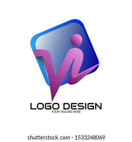 Vector logo design alphabet in eps.10. Blue and purple color. 