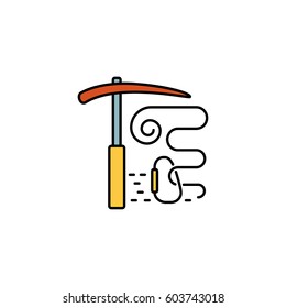 Vector logo design for alpinism and rock climbing on white. Design concept for shop with alpinist equipment and rock climbing tours in flat style