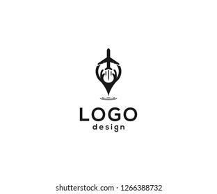 Vector logo design, app icon with an plane symbol