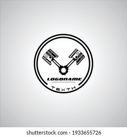 Diseño del logotipo del vector, tecnología del automóvil, marketing empresarial, pistón del motor, reparación del vehículo