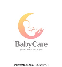 Vector logo design of baby care, motherhood and childbearing