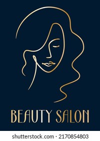 Vector logo design for beauty salon, hair salon, wellness, spa, cosmetic. One line woman's head