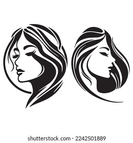 Vector logo design for beauty salon or hair salon or cosmetic design. Beauty minimal face badge for make up artist vector illustration